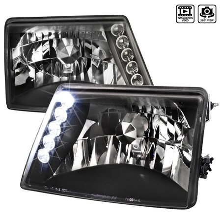 Spec-D Tuning 98-00 Ford Ranger Crystal Housing Headlights Black LH-RAN98JM-TM